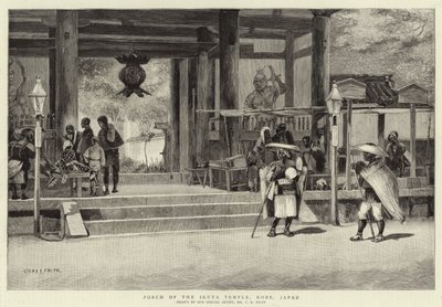 Porch of the Ikuta Temple, Kobe, Japan by Charles Edwin Fripp